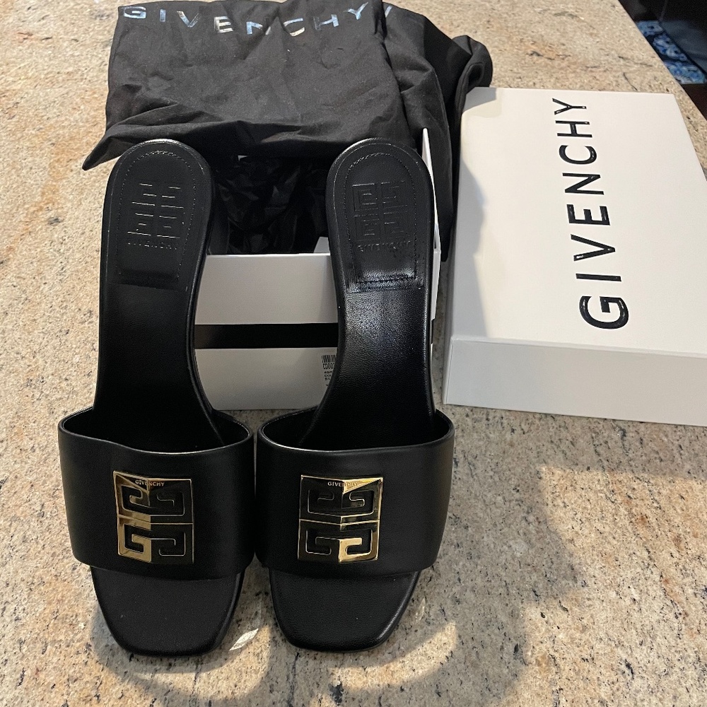 Givenchy Black 4G Block Heel Slide Sandal